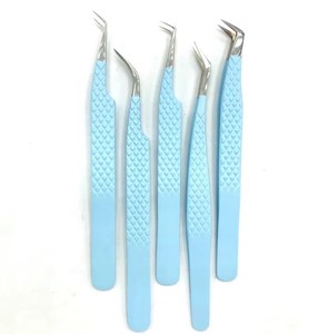Pinzas para Pestañas de Acero Inoxidable Azul Claro, Punta Puntiaguda de Precisión, Juego de Herramientas para Extensión de Pestañas de Volumen - Product Image 2