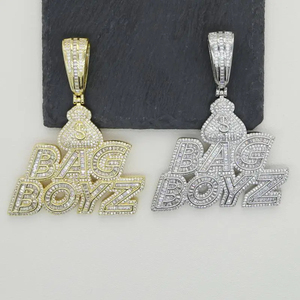 <b>Custom</b> 925 Silver Hip hop Style Full Iced Rhodium Plated Letter <b>Name</b> Baguette Moissanite Diamond Pendants Bling <b>Necklace</b> Parties - Product Image 4