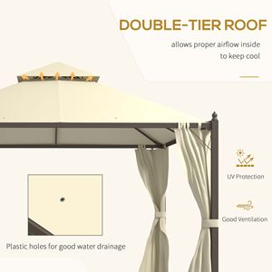Gazebo da Esterno Beige 10 X 12 con Tetto a Due Livelli, Tende, Tettoia e Pergola - Product Image 4