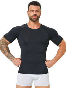 T-shirt de compression pour homme, personnalisable avec logo, haute qualité, meilleur prix, séchage rapide, idéal pour la gym et le fitness, faible MOQ, best-seller - Product Image 4