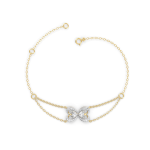 Bracelet Papillon Romantique en Diamant Plaqué Or 18K, Sertissage Griffe Cœur, Bijou Chaîne pour Femme, Usage Quotidien - Product Image 2