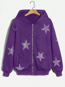 Fabricant de vêtements – Nouvelle collection : Sweat à capuche oversize en coton 100 % avec imprimé graphique et strass, style streetwear vintage, épaules tombantes – Vente flash hiver - Product Image 6