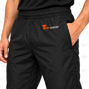 Men's Black Windbreaker Trouser Elastic Waist Casual <b>Joggers</b> Breathable Midweight <b>Nylon</b> Pants Right Leg Logo Autumn Wear - Product Image 5