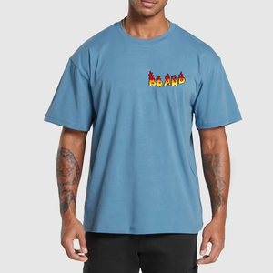 Camiseta con Logotipo Personalizado para Hombre, Estilo Urbano, Oversize, Corte Recto, Algodón Grueso, Hombros Caídos, Ajuste Holgado - Product Image 4