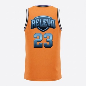 Maillot de basket Relevo pour homme, orange, sans manches, 23, imprimé par sublimation, polyester respirant, coupe classique, toutes saisons - Product Image 3
