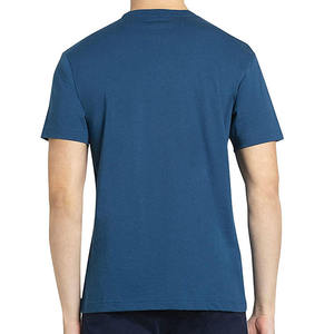 T-shirt classique bleu marine à col rond pour homme, 220g, coton tricoté, coupe ajustée confortable, manches courtes, couleur unie, décontracté, pour tous les jours - Product Image 5