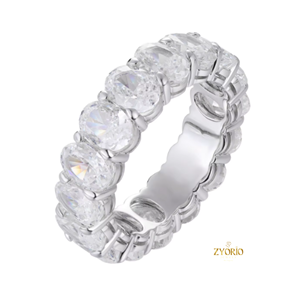 Anillo de Eternidad de Diamantes Cultivados en Laboratorio con Corte Ovalado de Lujo, Oro Blanco de 14K/18K, Anillo Completo para Boda o Aniversario, Joyería Fina para Mujer - Product Image 1