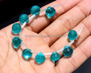 <b>London</b> Blue Topaz Quartz Faceted Onion Shape Gemstone Beads, Fine Quality 10 mm Quartz Briolette, Wholesale Beads - Product Image 3