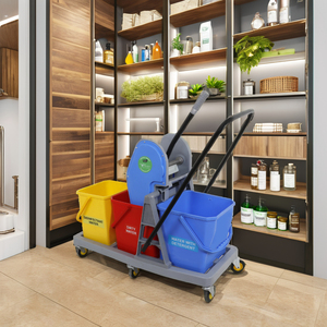 Carrito de Limpieza KC Green con Tres Cubetas, Material PP, Capacidad >30L, Apto para Agua Hirviendo, Ecológico, Colorido - Product Image 1