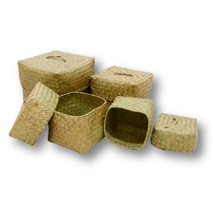 Cestas de Almacenamiento de Hierba Marina Natural, Cestas Tejidas a Mano con Tapas - Product Image 4