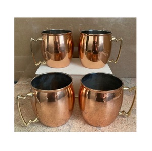 modern copper plated moscow mule <b>mugs</b> <b>set</b> crafted for cold beverages durable and refined for kitchen dining and bar use - Product Image 2