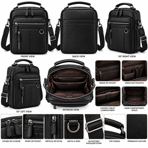 Bolso de Hombro de Cuero de Alta Calidad, Bolso Bandolera, Bolso de Mano, Bolso Tipo Sobre, Personalizado, Unisex, para Exteriores - Product Image 5