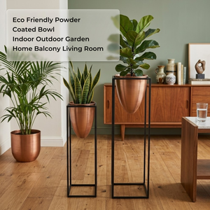Jardinière en métal ondulé avec revêtement poudré de luxe |   Pot de fleurs écologique à faire soi-même |   Pièce décorative originale pour la maison et le jardin - Product Image 3