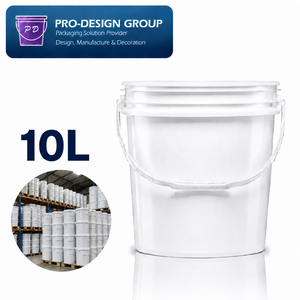 10L Plastic <b>Bucket</b> <b>with</b> Flat <b>Lid</b> for General Packaging, Leak-Proof Round Container - Product Image 1