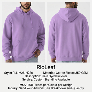 Sweat à capuche oversize en molleton de coton pour homme, 350 GSM, teinture unie, avec poche kangourou, logo personnalisé, marque privée - Product Image 6