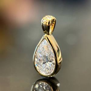Luxury 925 <b>Silver</b> And 14k 18k <b>Solid</b> Gold Lab And Moissanite Diamond Cvd Jewelry Single Teardrop Pear Pendant <b>Necklace</b> - Product Image 3