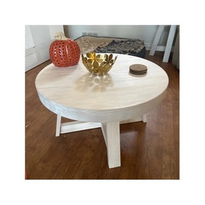 Modern <b>Round</b> Wood Coffee <b>Table</b> Handmade Minimalist Design Living Room Furniture - Product Image 1