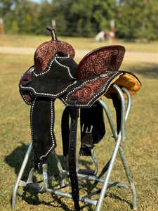 Sillín de carreras de barril de cuero occidental de alta calidad tallado a mano - Product Image 2