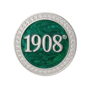   Broche Verde 1908 para Mujer, Tono Plateado, con Pedrería Redonda y Centro de Esmalte Verde, Joyería de Moda para Hermandades - Product Image 1
