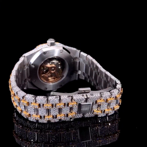 Reloj de Cuarzo Moissanite VVS de Acero Inoxidable Mossinate, Reloj de Diamantes para Hombre, Estilo Hip Hop, 100% Pasa el Test de Diamantes, Números Arábigos Analógicos - Product Image 4