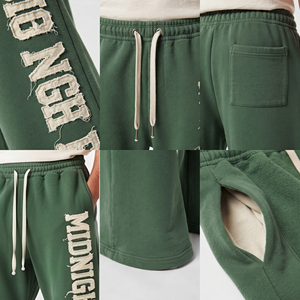 Men's Elastic Waistband <b>Flare</b> Leg <b>Sweatpants</b> Embroidered Letter Print Casual Drawstring Pants Winter Wear 430 GSM Terry Trouser - Product Image 6
