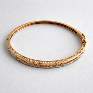 18ct Rose Gold Diamond Slim <b>Bangle</b> <b>Bracelet</b> for Women Minimalist Classic Stackable Fine Jewelry Wedding Party Daily Wear Gift - Product Image 3