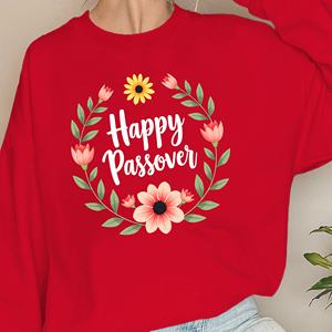 Feliz Pascua con corona floral sudaderas de mujer - Product Image 5