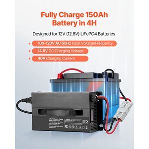 Caricabatterie al litio 12V 40A con cassa in alluminio 14.6V AC DC LiFePO4 Smart per connettore Anderson, indicatore LED, attivazione a 0V - Product Image 2