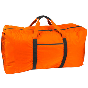 Sac de voyage en nylon noir avec bordure rouge, capacité 56-77L, fermeture à glissière, double poignée, utilisation en voyage, unisexe - Product Image 5