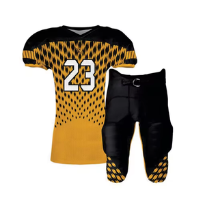 Uniformes de football américain personnalisés pour adultes en gros – Matière polyester/coton de haute qualité, coupe courte, séchage rapide, respirant, avec lettres sur le devant - Product Image 5