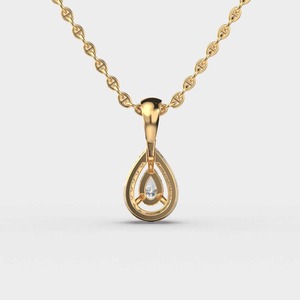 Pendentif solitaire en diamant taille poire plaqué or 18 carats pour femme, bijou de fiançailles classique, forme goutte d'eau, serti griffe - Product Image 4