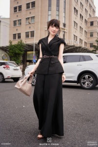 กางเกงขายาวทรงหลวมเอวสูงสีดำสำหรับผู้หญิง ODM OEM รุ่น MARINA เอวยางยืด ผ้าไม่ยับ เหมาะสำหรับใส่ทำงาน - Product Image 4
