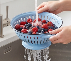 Premium Metal Colander Bowl With Enamel Finished Decorative Fruit Basket Perfect For Kitchenware And <b>Table</b> Display Use - Product Image 3