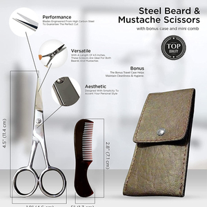 Customized Expensive European Hair Remy Hair Lightweight <b>Beard</b> Shears Salon Use High Quality Cutting <b>Scissors</b> Beauty Salon Pouch - Product Image 2