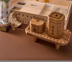 Juego de Mubkhar Árabe Hecho a Mano en India, Caja de Madera Ecológica, Porta Incienso Religioso, Quemador de Bakhoor, Diseño de Moda - Product Image 1