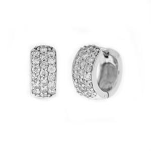 Pendientes de Aro Huggie de 3 Filas de Oro Sólido de 14K con Diamante Cultivado en Laboratorio de 0.76 Ct, Joyería Fina Minimalista y Elegante para Uso Diario, Regalo para Mujer - Product Image 4