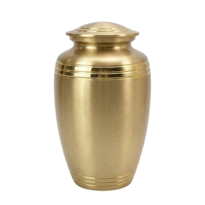 Sleek Crimson Aluminium Cremation <b>Casket</b> Polished Gold Accent Trim <b>Ashes</b> Storage Urn Wholesale - Product Image 4