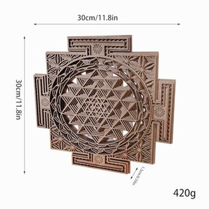Cadre photo mandala en bois d'acacia sculpté à la main |   Art spirituel de géométrie sacrée en gros - Product Image 2