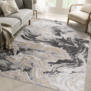 Juego de Alfombras LOOM LUXE Collection 5X7, Diseño Abstracto Gris, Antideslizante, para Hogar, Oficina, Dormitorio, Sala de Estar, Resistente a las Manchas - Product Image 1