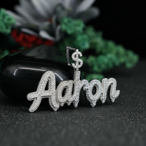 <b>Custom</b> <b>Name</b> Pendant <b>Necklace</b> 925 Sterling Silver Diamond Look Iced Out Personalized Hip Hop Pendant Luxury Jewelry Wholesale - Product Image 5