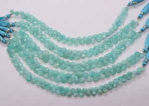 Perles de cœur facettées en Amazonite naturelle AAA 7-7,5 MM, perles de pierre précieuse Amazonite, brin de 8 pouces, perles de cœur facettées en Amazonite - Product Image 4