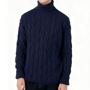 2026 Men's Slim-Fit Knitted <b>Sweater</b> Fashionable Thickened <b>Turtleneck</b> Twist Design Shrink-Resistant Wrinkle-Resistant Autumn OEM - Product Image 3