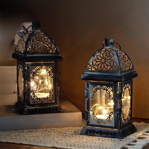 Lanterne décorative vintage en métal, porte-bougie suspendu pour la maison, le jardin, la terrasse, lanterne rustique en fer, bougie décorative - Product Image 6