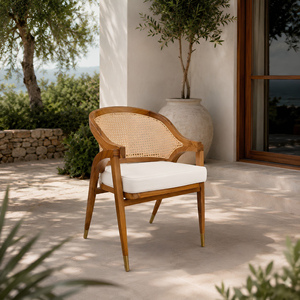 Solid Teak Cane <b>Dining</b> Chair Custom Restaurant <b>Armchair</b> Commercial Hotel Furniture Supplier Manufacturer Jepara Indonesia Export - Product Image 1