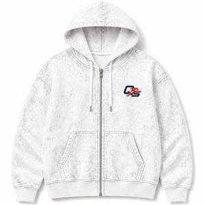 Sweat-shirt à capuche zippé vintage délavé sur mesure, épais et oversize, style streetwear, fabricant de marque privée - Product Image 2
