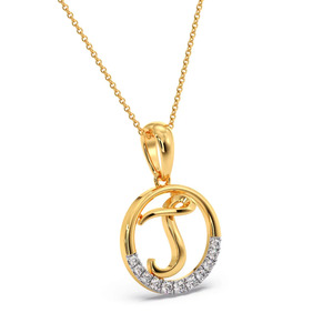 Collar con Colgante de Letra Inicial J en Forma de Diamante con Monograma Geométrico Calado - Product Image 1