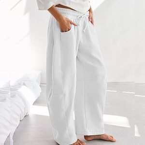 Pantalon de jogging décontracté pour femme en molleton de coton doublé, taille haute, coupe large, avec poches et taille élastique douce, idéal pour le yoga - Product Image 6