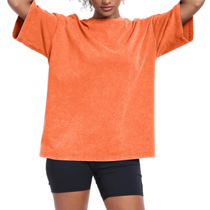 T-shirts amples unis pour femmes, en tissu de haute qualité, à épaules tombantes, coupe décontractée, style streetwear, basiques - Product Image 2