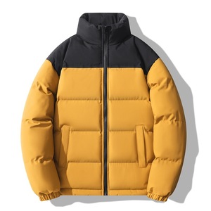 Men Solid Color Puffer <b>Jacket</b> Waterproof Windproof Bamboo Lining Polyester Wadding Winter Casual Zipper Front Hooded Quilted - Product Image 1