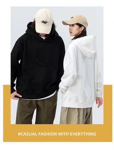 Men's 100 Cotton Thick French Style Fleece-lined Thickened High Quality Blank Oversized Street Style Custom logo Pullover Hoodie - Product Image 4